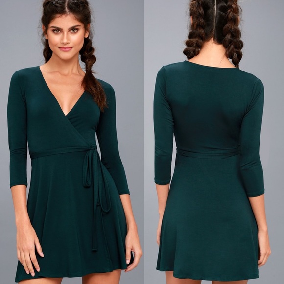 forest green wrap dress